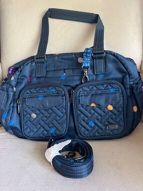 EUC Lug Jumper Carry-All Tote in Multi Dots Navy 🔴🟠🟡🟢🟤